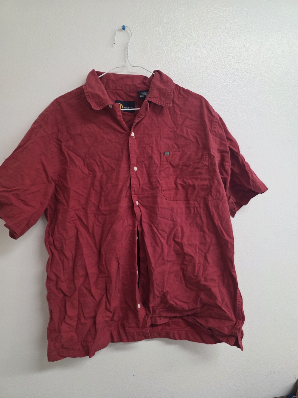Nautica Casual Short Sleeve Button-Down Shirt - Red (0592)